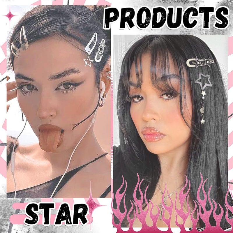 M'AYCREATE MAYCREATE® 10Pcs Hair Clips for Girls Women Y2K Accessories Cute Metal Star Hair Pins Fashion Style Star Hair Barrettes Clips Gifts Korean Style Stylish Punk Hair Accessories for Women, Girls - Image 5