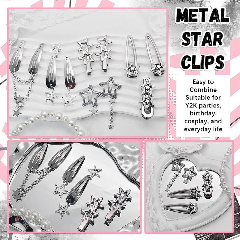 M'AYCREATE MAYCREATE® 10Pcs Hair Clips for Girls Women Y2K Accessories Cute Metal Star Hair Pins Fashion Style Star Hair Barrettes Clips Gifts Korean Style Stylish Punk Hair Accessories for Women, Girls - Image 4