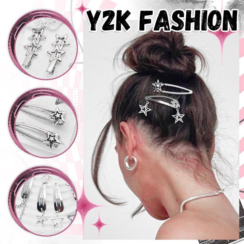 M'AYCREATE MAYCREATE® 10Pcs Hair Clips for Girls Women Y2K Accessories Cute Metal Star Hair Pins Fashion Style Star Hair Barrettes Clips Gifts Korean Style Stylish Punk Hair Accessories for Women, Girls - Image 3