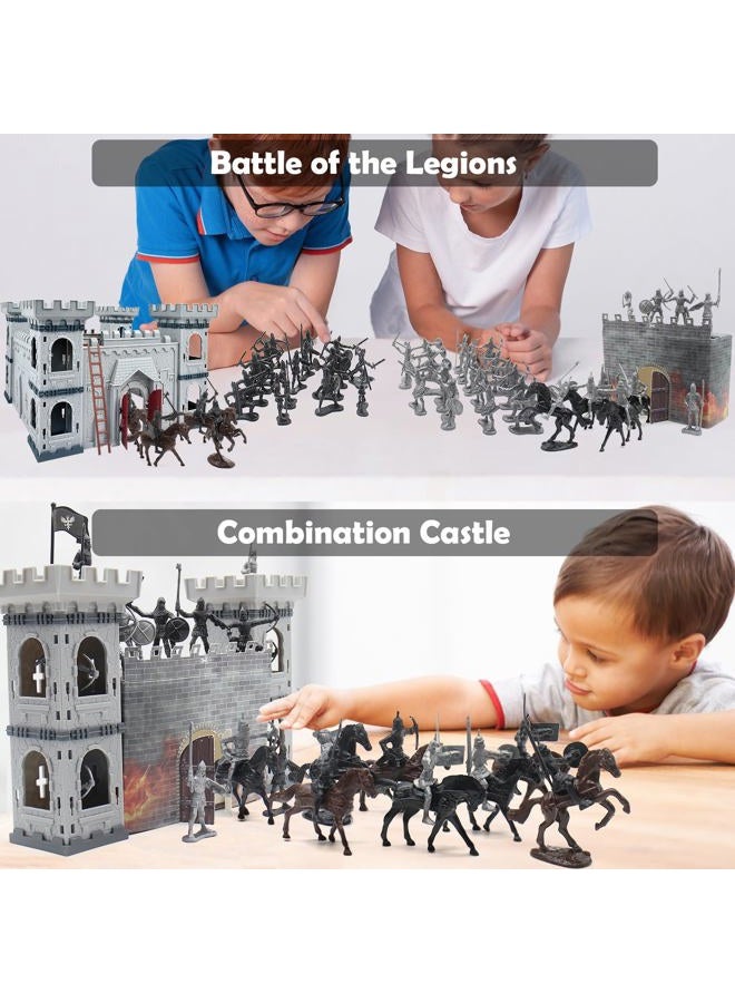 Plustopoy Diy Castle Building The Medieval Times Middle Ages Army Men Knight Toy Set, For Boys With Castle,8 Cavalry, 36 Plastic Soldiers And Arrow Tower Simulated Siege War Of Attac - Image 5