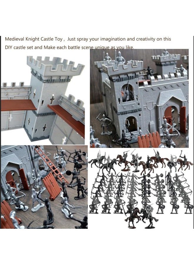 Plustopoy Diy Castle Building The Medieval Times Middle Ages Army Men Knight Toy Set, For Boys With Castle,8 Cavalry, 36 Plastic Soldiers And Arrow Tower Simulated Siege War Of Attac - Image 3