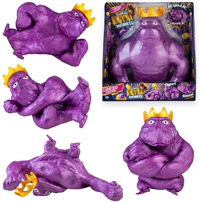 Orb Factory ORB Royal Funkee Monkee Jumbo Squishy Monkey Toy - Numbered Limited Edition (2500 Produced) - Big 4.5 Pound Metallic Purple Stretchy Gorilla - Collectible Splat Monkey Stress Toy for Kids and Adults - Image 1