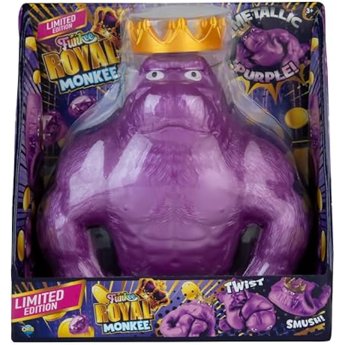 Orb Factory ORB Royal Funkee Monkee Jumbo Squishy Monkey Toy - Numbered Limited Edition (2500 Produced) - Big 4.5 Pound Metallic Purple Stretchy Gorilla - Collectible Splat Monkey Stress Toy for Kids and Adults - Image 4