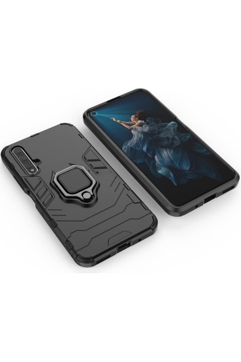 جراب حمايه مقاوم للصدمات مزود بدبله معدنيه متوافق مع Nova 5T /Honor 20 (أسود) - Image 3