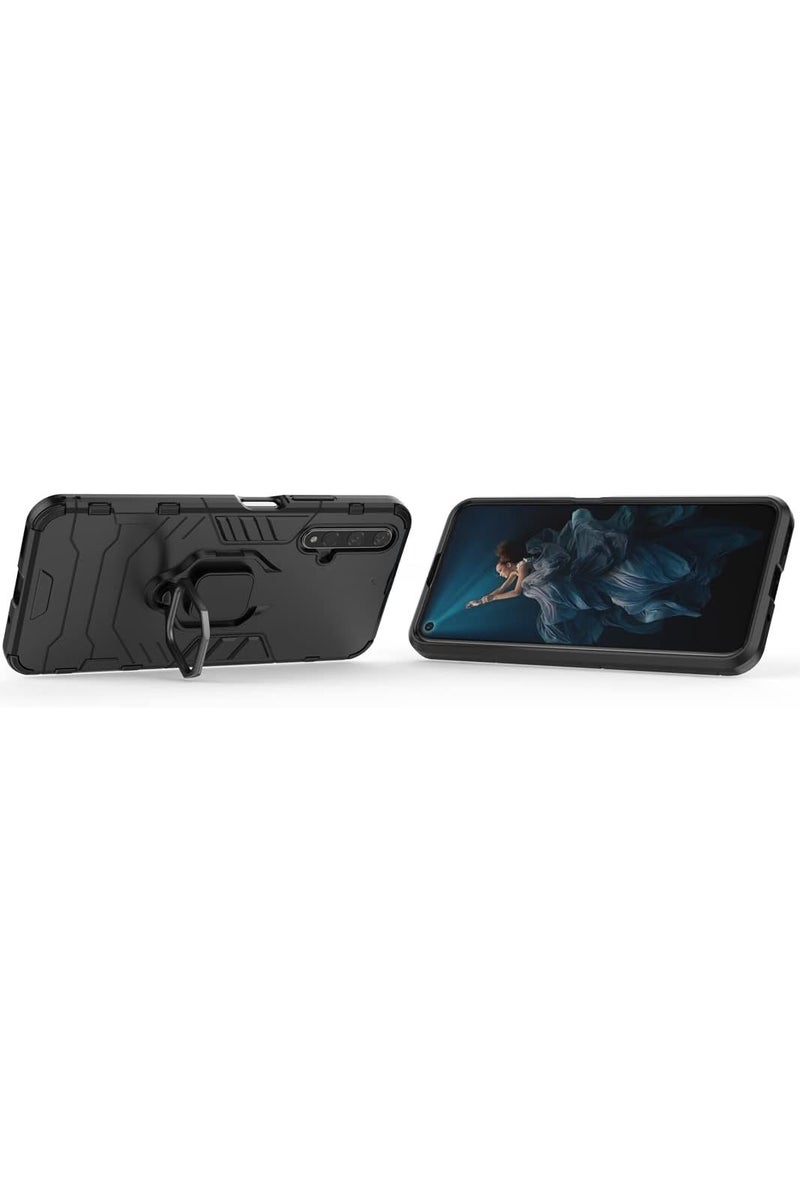 جراب حمايه مقاوم للصدمات مزود بدبله معدنيه متوافق مع Nova 5T /Honor 20 (أسود) - Image 2
