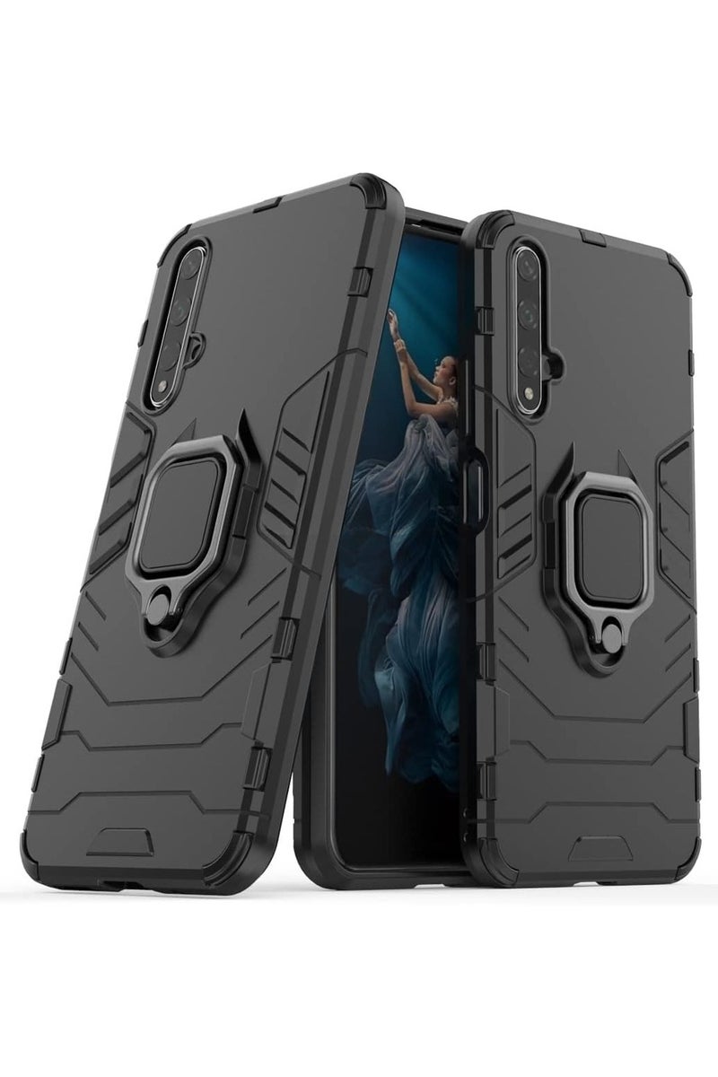جراب حمايه مقاوم للصدمات مزود بدبله معدنيه متوافق مع Nova 5T /Honor 20 (أسود) - Image 1