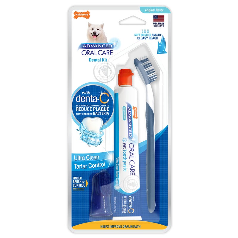Nylabone Advanced Oral Care Dog Dental Kit Original Flavor 2.5 oz. - Image 1