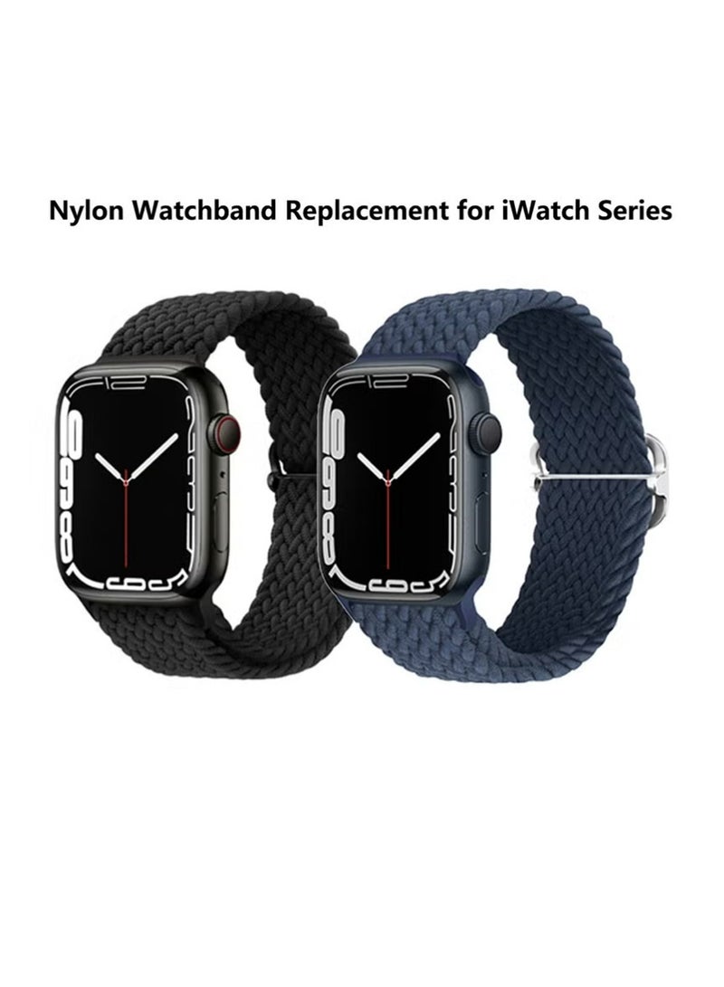 بولوز نايلون سوار استبدال حزام الساعة لسلسلة iWatch 10/11 46 مم,متوافق مع iWatch Band 49mm 45mm 44mm 42mm,حزام استبدال الرياضة لسلسلة iWatch 9 8 7 6 5 4 فوق 2 فوق 3 فوق SE 2 SE 3 أسود وأزرق - Image 1