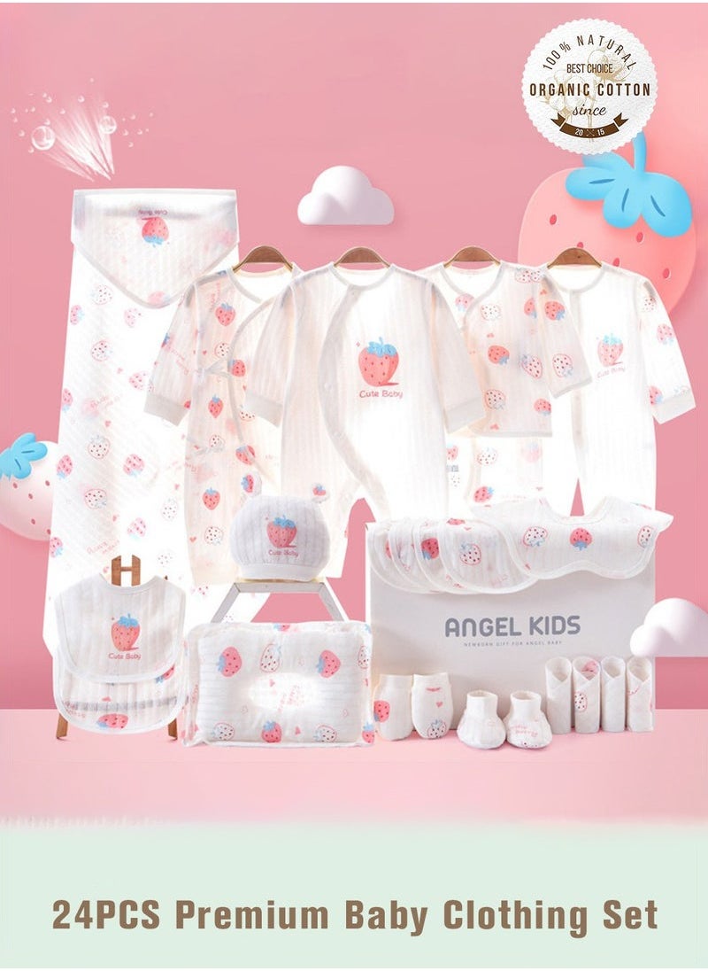 XiuWoo 24PCS Newborn Baby Gift Set, Newborn Layette Gift Set for Boys and Girls, Babies Essential Clothes Accessories with Baby Blanket, 100% Premium Cotton, for Spring Summer Autumn Winter Four Seasons 59CM for 0-3 Month  - Image 1