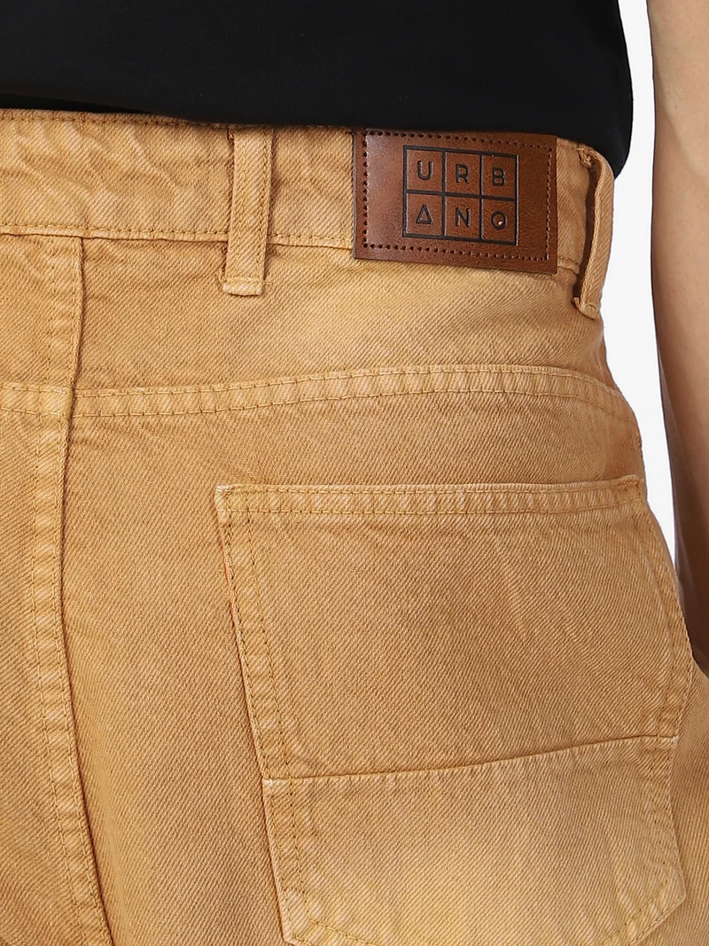 Urbano Fashion  Urbano Fashion Men's Khaki Loose Baggy Fit Washed Jeans Non-Stretchable  | Best Price UAE