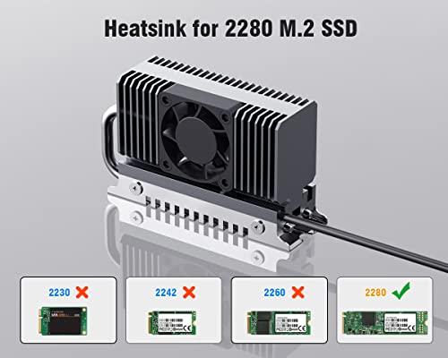 ElecGear M.2 2280 SSD Cooler, EL-80X PWM Cooling Fan + Heat Pipe + Solid Aluminum Heatsink for 80mm PCIe NVMe and SATA SSD Internal Solid State Drive, Thermal Pads Included - Image 4