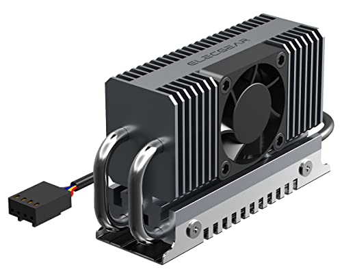 ElecGear M.2 2280 SSD Cooler, EL-80X PWM Cooling Fan + Heat Pipe + Solid Aluminum Heatsink for 80mm PCIe NVMe and SATA SSD Internal Solid State Drive, Thermal Pads Included - Image 1