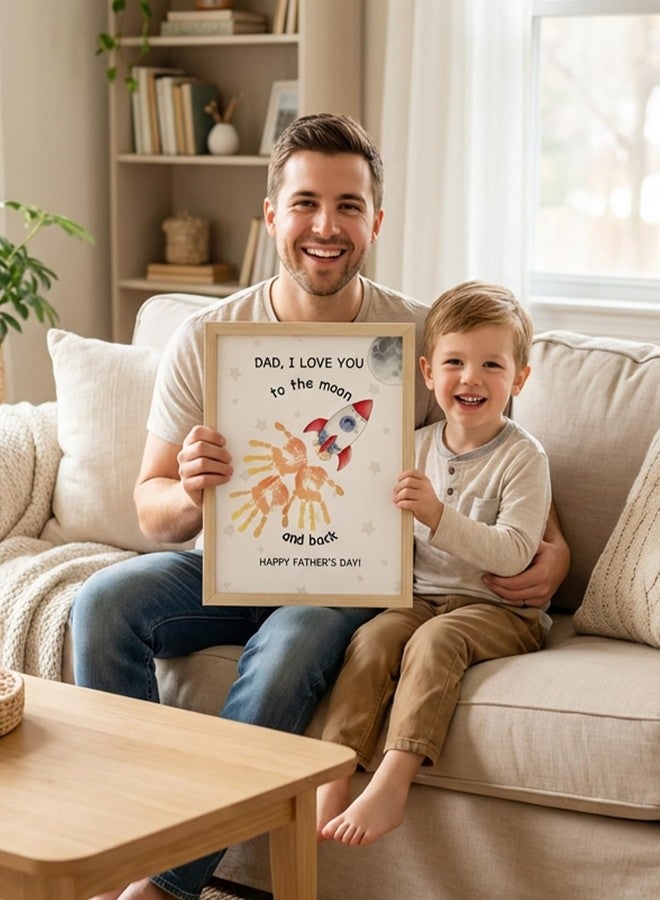 TwoDays Father's Day Handprint Gift from Kids - Love You to The Moon Rocket Art Craft Kit, DIY Keepsake for Dad Grandpa from Daughter Son, Great Present for Father's Day (12" x 16", Wood Frame) - Image 5