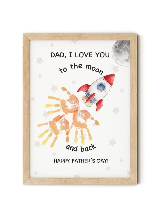 TwoDays Father's Day Handprint Gift from Kids - Love You to The Moon Rocket Art Craft Kit, DIY Keepsake for Dad Grandpa from Daughter Son, Great Present for Father's Day (12" x 16", Wood Frame) - Image 1