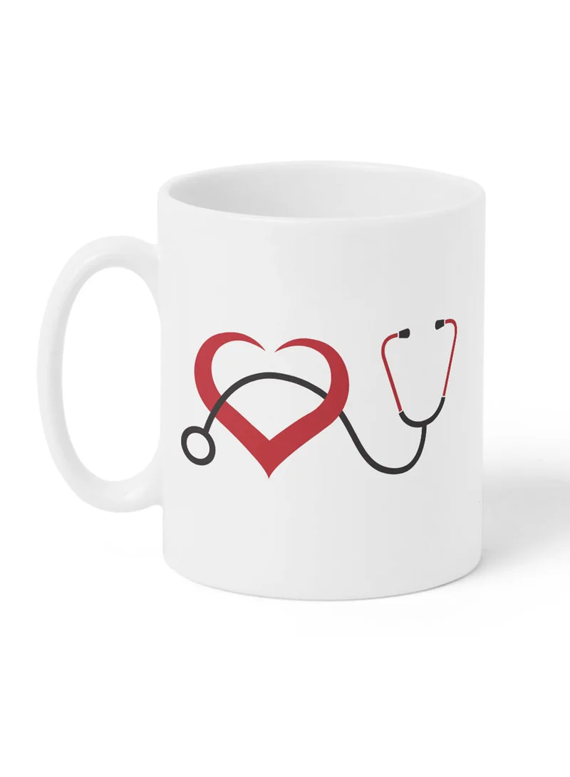 LOWHA 11 oz Ceramic Mug with Heart Design
