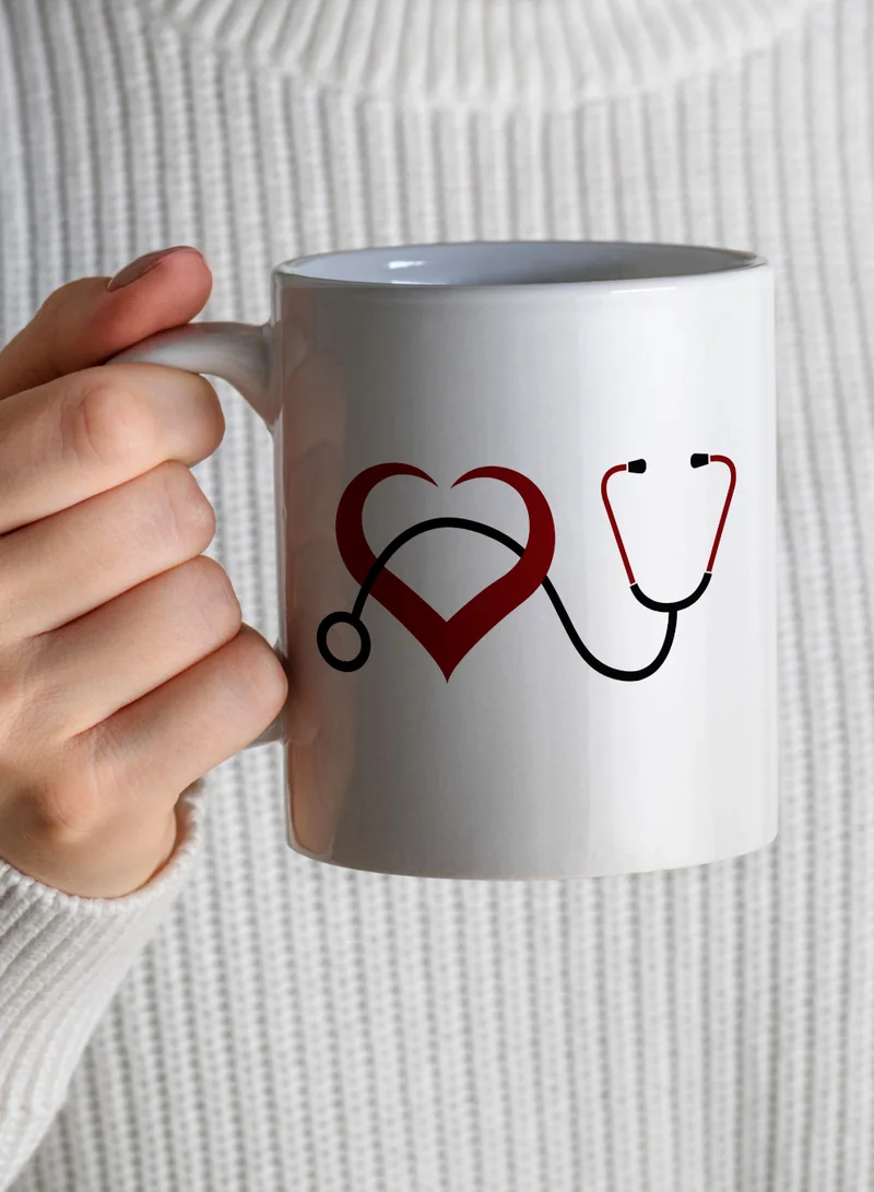 LOWHA 11 oz Ceramic Mug with Heart Design