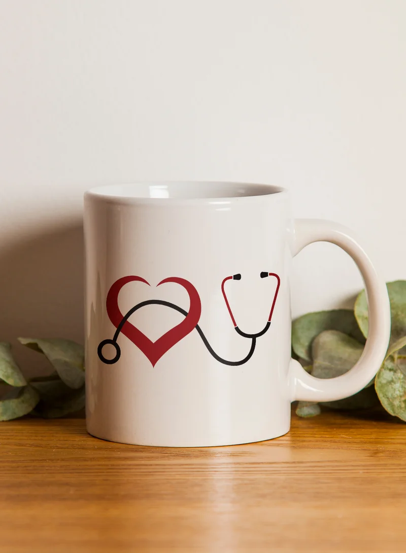 LOWHA 11 oz Ceramic Mug with Heart Design