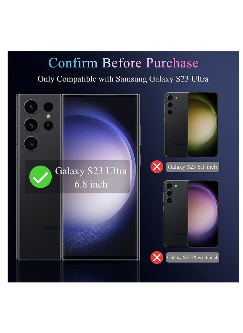 TLAXCA حافظة 5 في 1 لهاتف Samsung Galaxy S23 Ultra شفافة [PC+TPU] 6.8 بوصة + 2 واقي شاشة فائق النعومة S23 + 2 واقي عدسة الكاميرا، غطاء هاتف نحيف مقاوم للصدمات 6.8 بوصة  - Image 2
