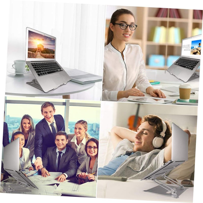 Adjustable Height Laptop Stand Aluminum Alloy Ergonomic Desk Holder Space Saver - Image 4