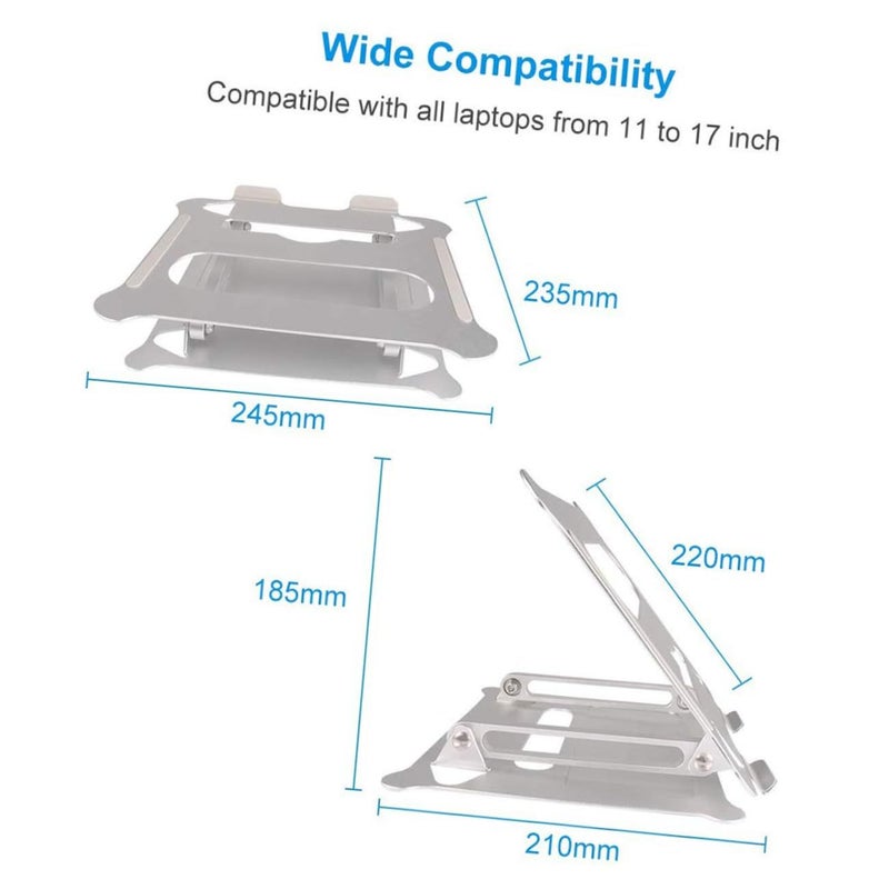 Adjustable Height Laptop Stand Aluminum Alloy Ergonomic Desk Holder Space Saver - Image 3