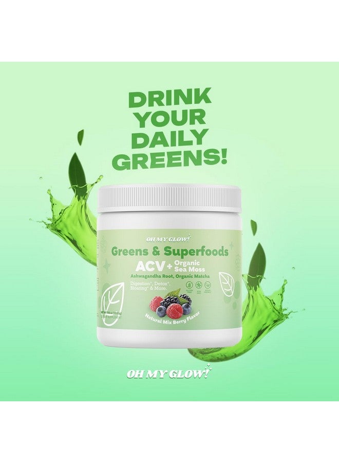 Generic Oh My Glow! Super Greens Powder - ACV, Organic Sea Moss, Ashwagandha Root, Organic Matcha - Digestion*, Detox*, Bloating*, & More, Berry  - Image 3