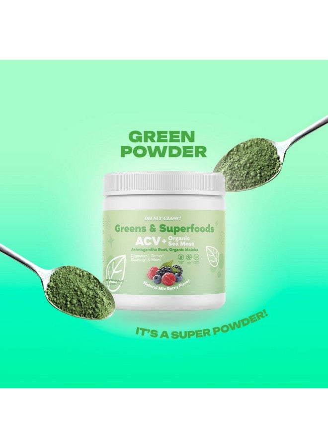 Generic Oh My Glow! Super Greens Powder - ACV, Organic Sea Moss, Ashwagandha Root, Organic Matcha - Digestion*, Detox*, Bloating*, & More, Berry  - Image 5
