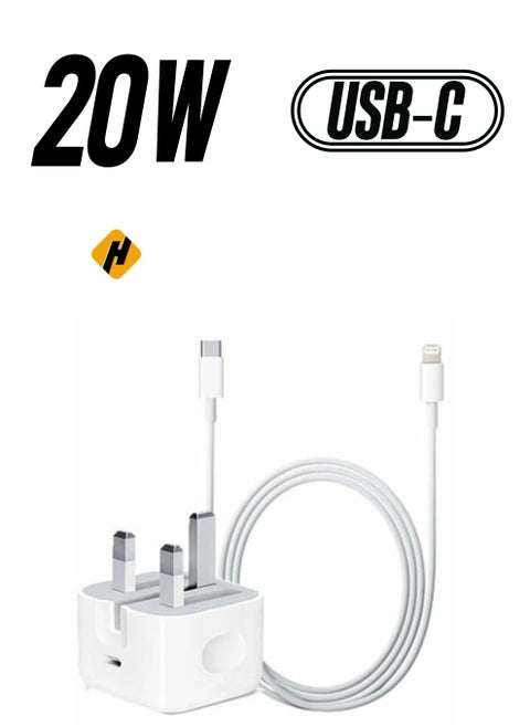 Type C PD Fast Charger with 1m Type C Lightning Cable Wall Power Adapter for Quick and Reliable Charging"