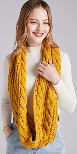 NEOSAN Womens Thick Ribbed Knit Winter Infinity Circle Loop Scarf Twist Mustard - Image 5