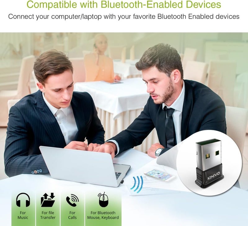 Kinivo USB Bluetooth Adapter for PC BTD400 (Bluetooth 4.0 Dongle Receiver, Low Energy) - Compatible with Windows 11/10/8.1/8, Raspberry Pi, Linux, Laptop & Headphones - Image 2