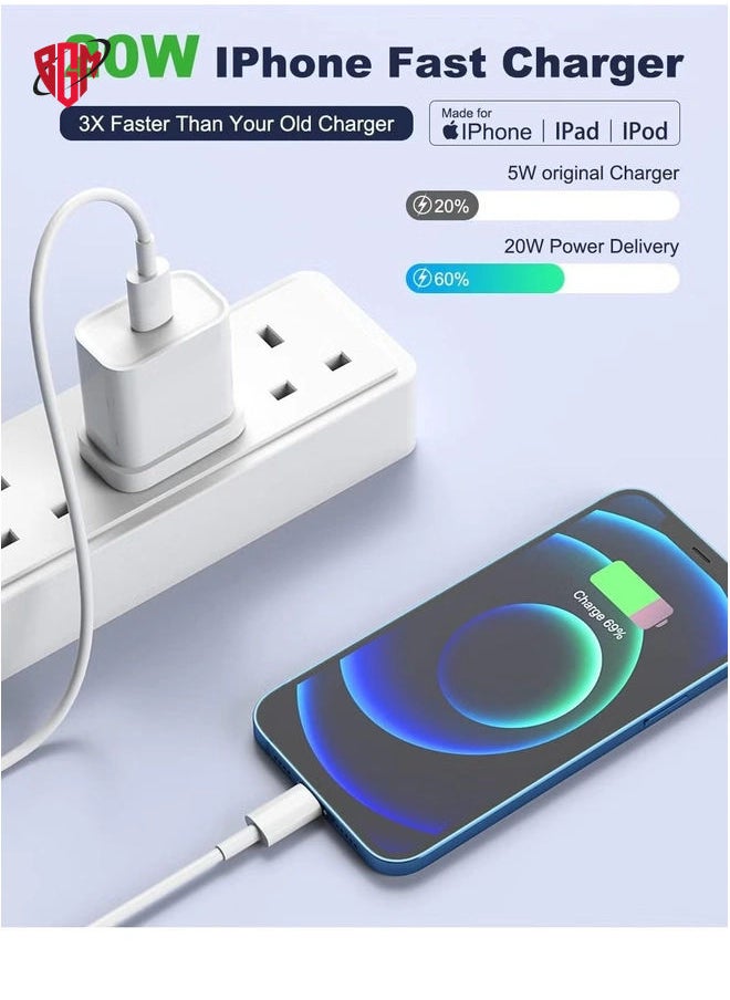 BGM - 20W Type C Fast Charger Adapter for iphone 14 pro/ 14 pro max/14/13/12/11, USB C Fast Charging Plug with Cable 2M - Image 1