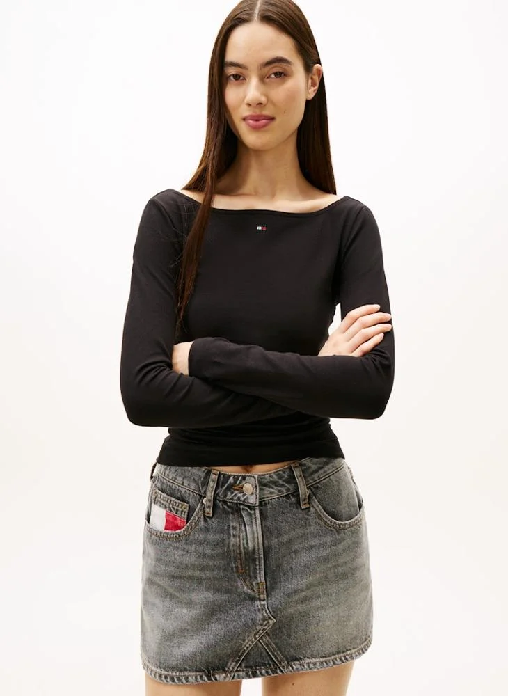 تومي جينز تيشيرت بياقة دائرية وشعار