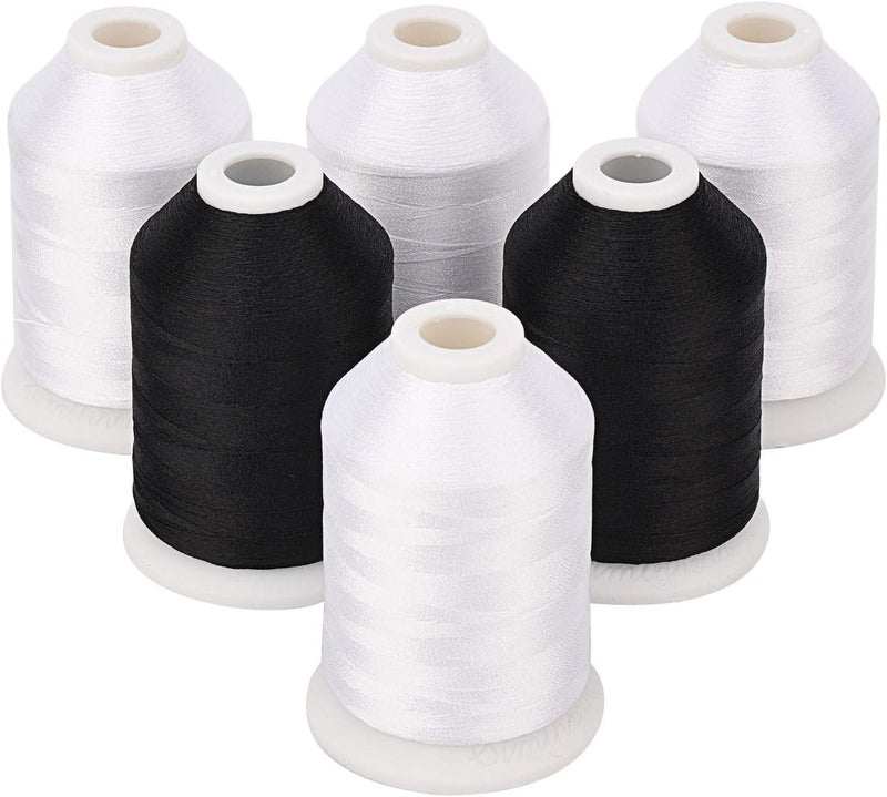 simthread 4 White 2 Black 60WT Sewing Bobbin Fill Machine Embroidery Thread - 1500 Meters Spool Each… - Image 1