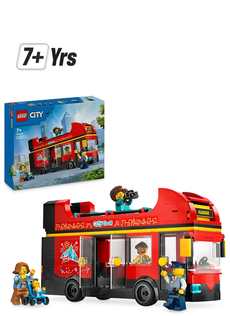 LEGO City Red Double-Decker Sightseeing Bus Toy Vehicle Set For Boys And Girls Aged 7 Plus, Christmas Or Birthday Gift For Kids, 5 Characters Including A Baby And Buggy 60407 (384 Pieces)