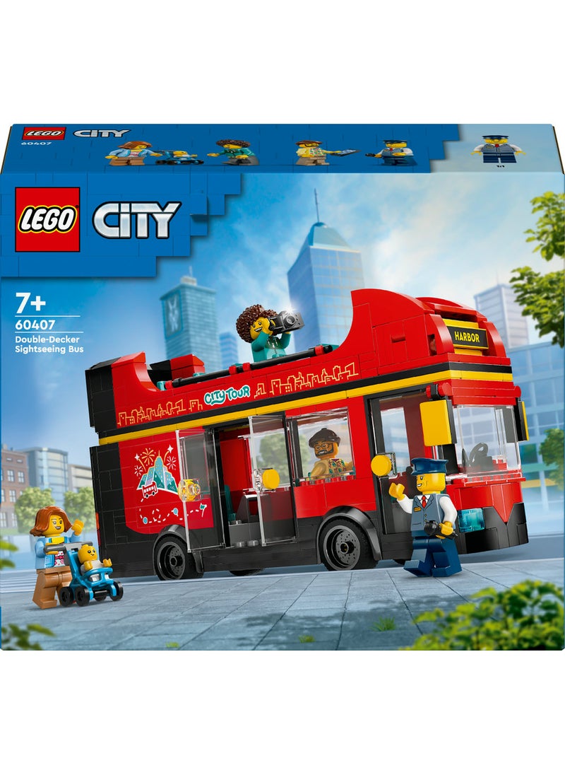 LEGO City Red Double-Decker Sightseeing Bus Toy 60407 (384) Pieces  - Image 2