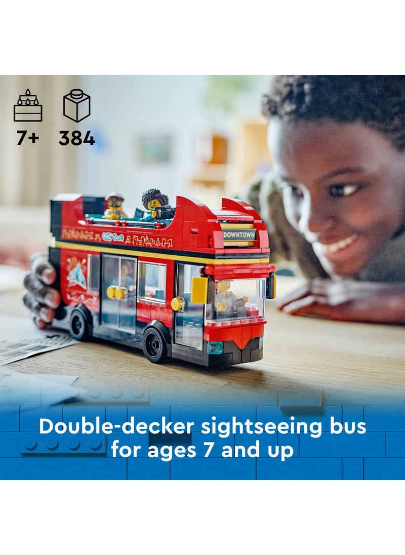 LEGO City Red Double-Decker Sightseeing Bus Toy 60407 (384) Pieces  - Image 3