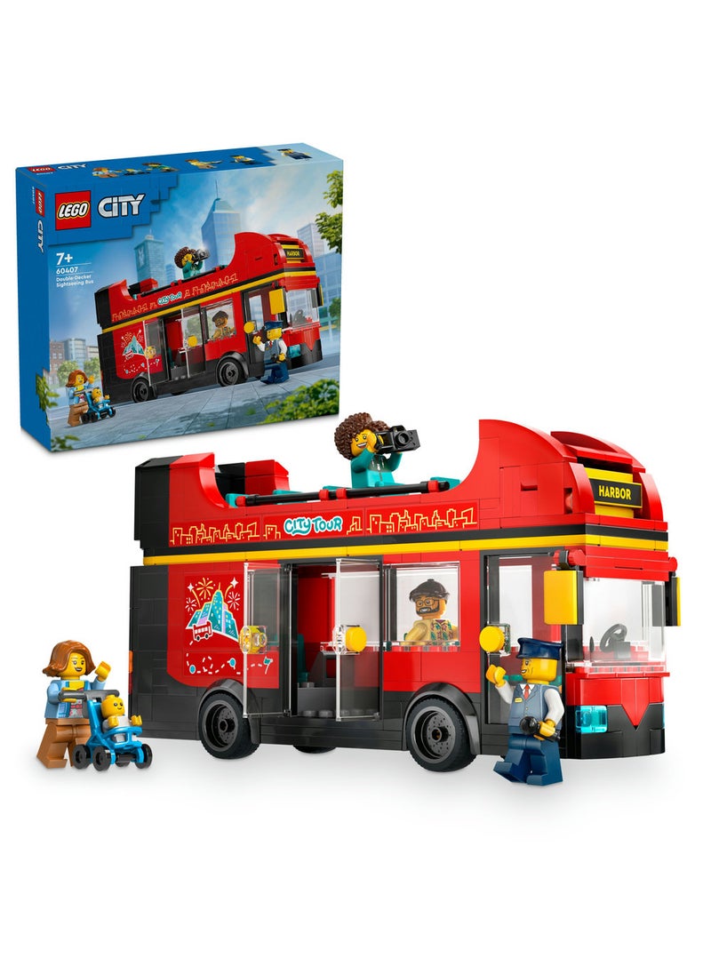 LEGO City Red Double-Decker Sightseeing Bus Toy 60407 (384) Pieces  - Image 1