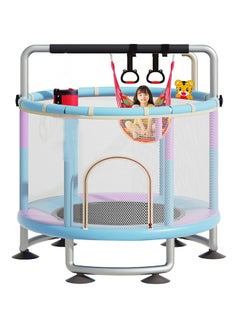 Beauenty 1.4M Lndoor And Outdoor Children's Trampoline Toddler Trampoline With Safety Fence Net Mini Baby Trampoline With Basketball Hoop/swing Children's Bungee Fumping Trampoline  - Image 1