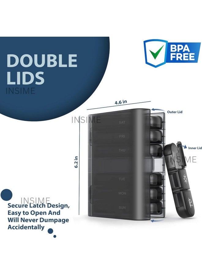 INSIME Pill organizer box for medicine 7 days 3 times | Tablet organizer box for medicine | Weekly medicine organizer pill box for travel & home | Medicine pills organiser & storage box - Image 4