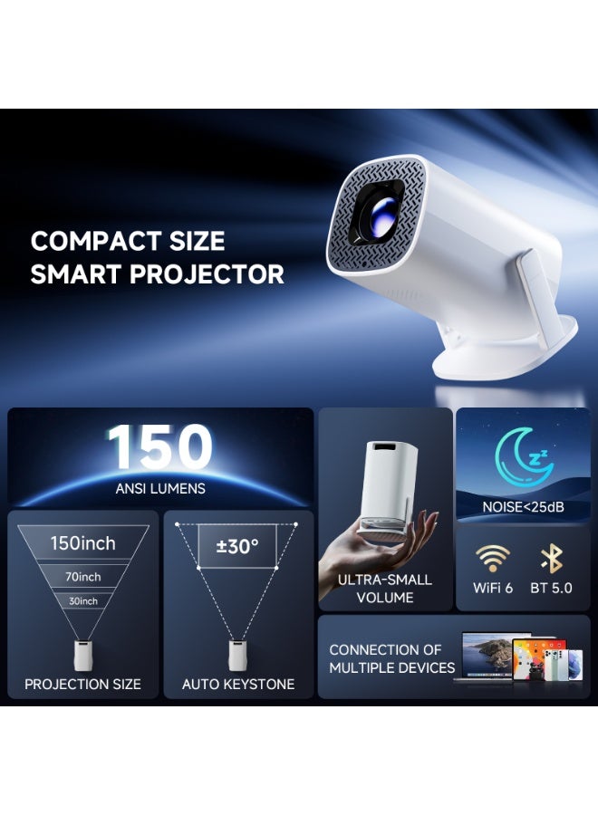 غاز بروجكتور صغير P30Pro بنظام أندرويد 14 وسطوع 150 لومِن ودقة 720P، ذاكرة 1GB RAM + 8GB تخزين، واي فاي 2.4G/5G وبلوتوث ومنفذ HDMI - Image 2