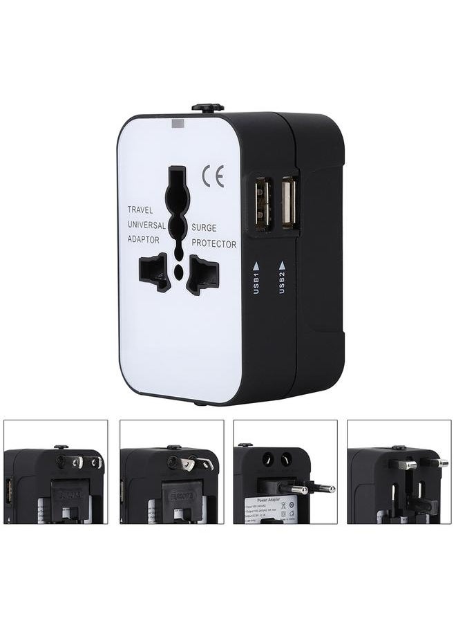 Thoraya New USB2.1A Universal Travel Adapter Electric Plugs Sockets Converter Adapter(Black White)  - Image 3