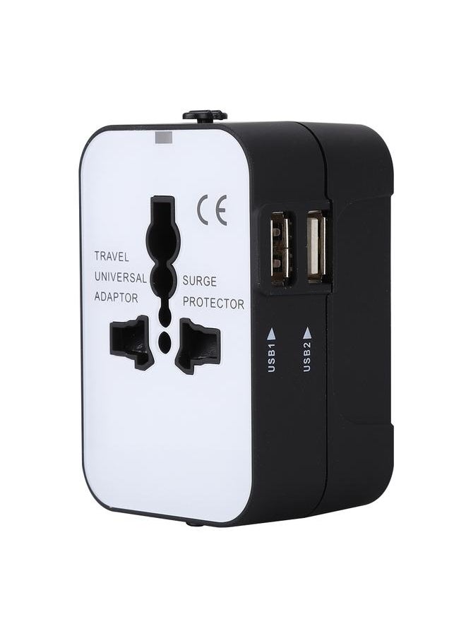 Thoraya New USB2.1A Universal Travel Adapter Electric Plugs Sockets Converter Adapter(Black White)  - Image 1