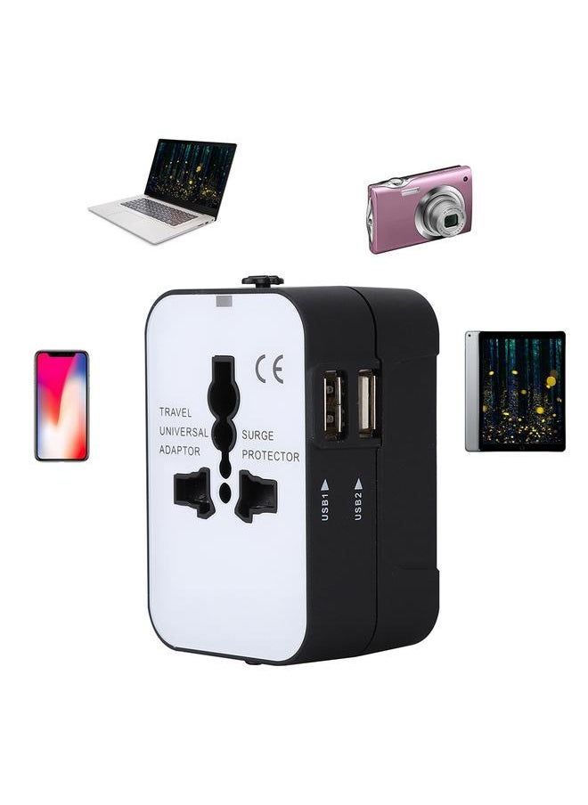 Thoraya New USB2.1A Universal Travel Adapter Electric Plugs Sockets Converter Adapter(Black White)  - Image 4