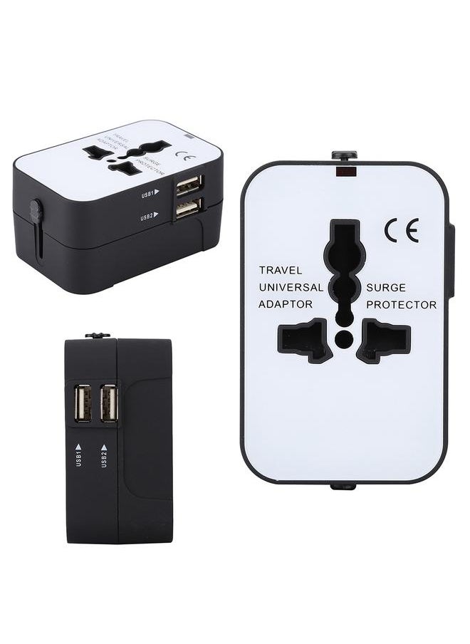 Thoraya New USB2.1A Universal Travel Adapter Electric Plugs Sockets Converter Adapter(Black White)  - Image 5