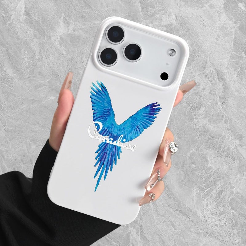 غطاء هاتف متوافق مع iPhone 17 Pro بألوان مزيجة 1 - طائر الجنة الأزرق المجنح مع فن الحروف، غطاء حماية كامل مضاد للسقوط، مقاوم للخدوش، غير قابل للاصفرار، واقي هاتف فاخر. - Image 3