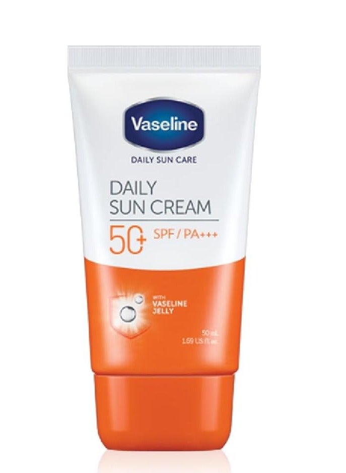 Vaseline Daily Sun Cream With SPF 50| Lightweight Sun Protection Sunscreen with Vaseline Jelly| Non-Sticky & Matte Finish Formula Brightens & Moisturizes Skin| 50 ml - Image 1