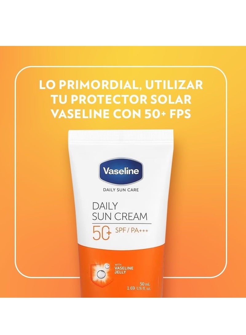 Vaseline Daily Sun Cream With SPF 50| Lightweight Sun Protection Sunscreen with Vaseline Jelly| Non-Sticky & Matte Finish Formula Brightens & Moisturizes Skin| 50 ml - Image 3
