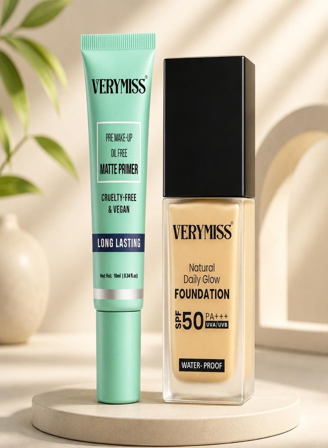 Verymiss Waterproof Foundation & Primer Combo | Natural Finish, Long-Lasting & Lightweight | Pore Blurring + High Coverage Base - Image 1