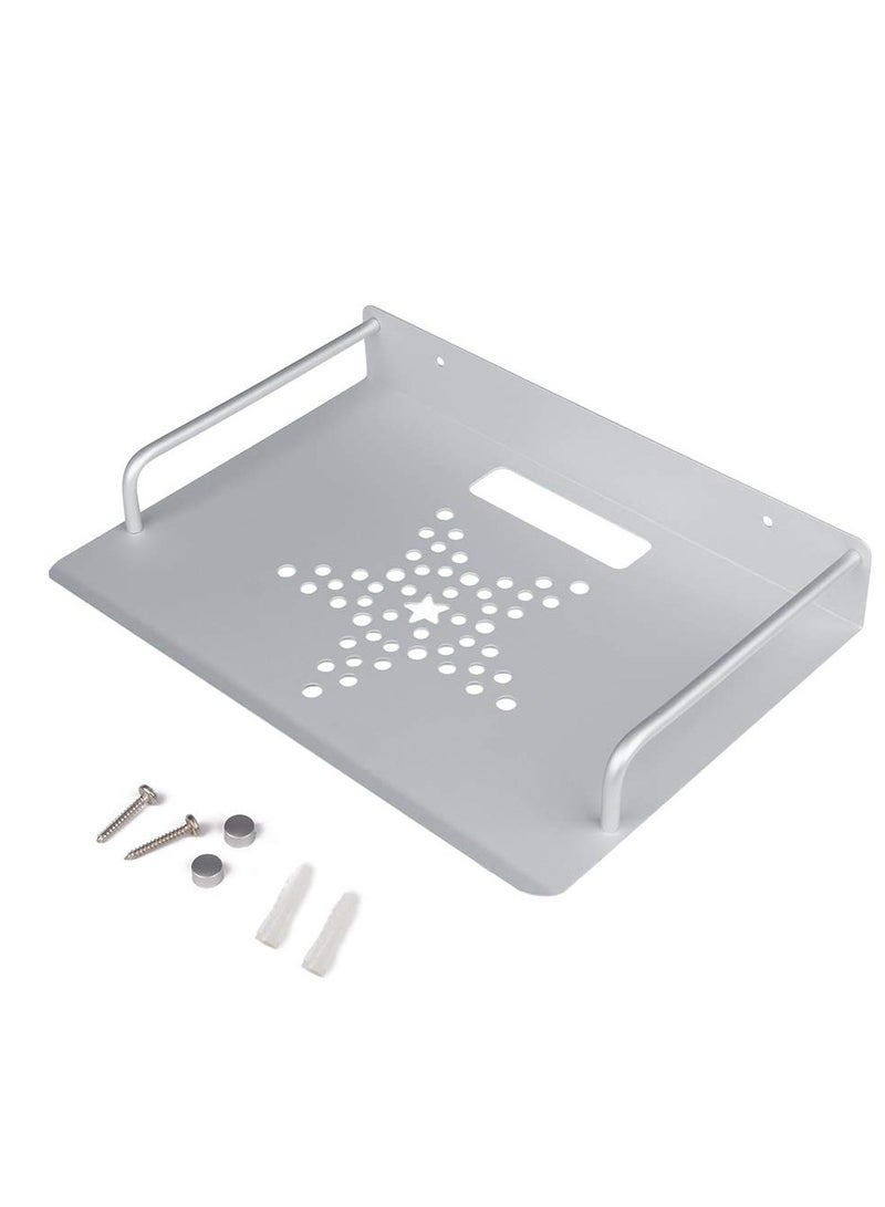 حامل حائط لجهاز التوجيه من سبائك الألومنيوم، حامل تعليق على الحائط، حامل واي فاي، حامل صندوق التلفزيون، حامل صندوق الاستقبال، حامل ملحقات التلفزيون، حامل جهاز العرض (فضي) - Image 1