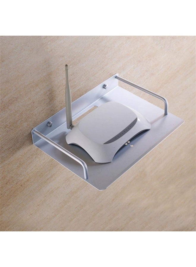 حامل حائط لجهاز التوجيه من سبائك الألومنيوم، حامل تعليق على الحائط، حامل واي فاي، حامل صندوق التلفزيون، حامل صندوق الاستقبال، حامل ملحقات التلفزيون، حامل جهاز العرض (فضي) - Image 2