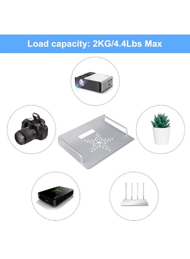 حامل حائط لجهاز التوجيه من سبائك الألومنيوم، حامل تعليق على الحائط، حامل واي فاي، حامل صندوق التلفزيون، حامل صندوق الاستقبال، حامل ملحقات التلفزيون، حامل جهاز العرض (فضي) - Image 5